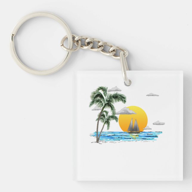 Sunset Sailing Keychain (Front)