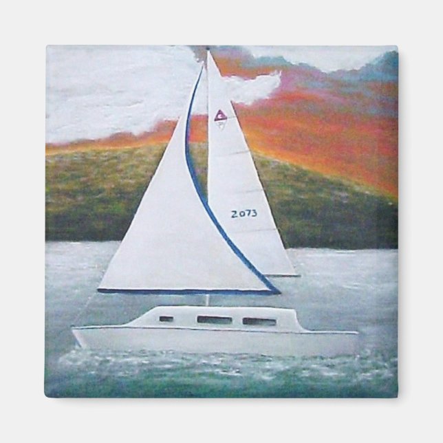 sunset sailing magnet (Front)