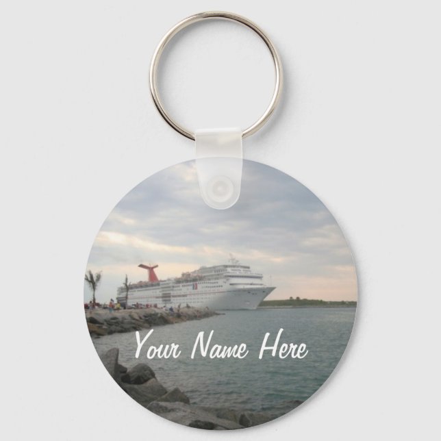 Sunset Sailing Pretty Personalized Keychain (Front)