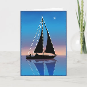 Sunset Sails with Holiday Lights Card