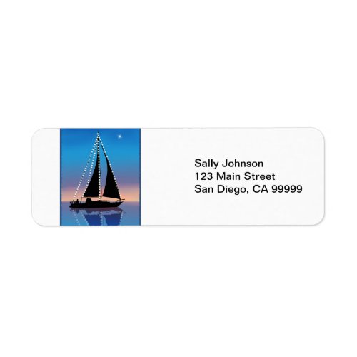 Sunset Sails with Holiday Lights Label