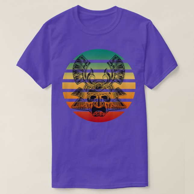 Sunset Samurai Warrior Oni Mask Captured Within Su T-Shirt (Design Front)
