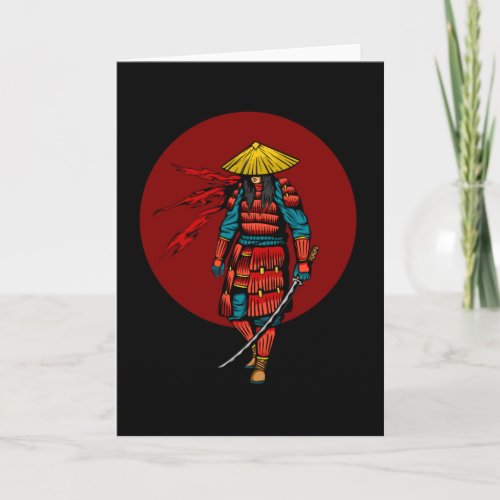 Sunset Samurai Warrior with Katana Card