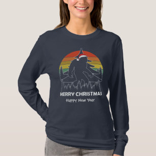 Sunset Sasquatch Bigfoot Forest Christmas T-Shirt