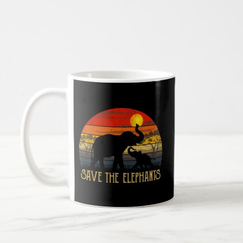 Sunset Save The Elephants Africa Wild Animal Coffee Mug