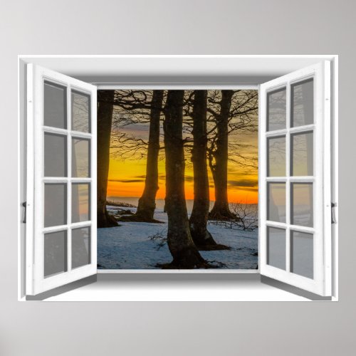 Sunset Scene Fake Window View 3D Poster