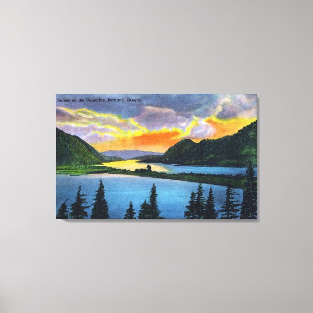 Sunset Scene on the Columbia River Canvas Print (Front)