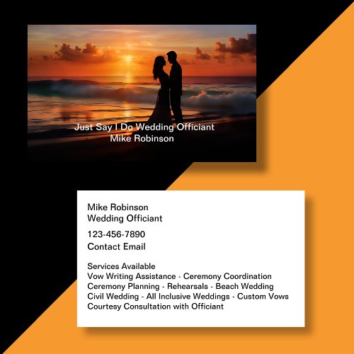 Sunset Scenic Wedding Officiant Business Cards