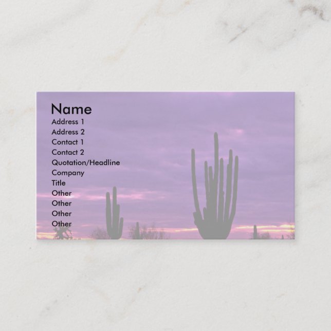 Sunset, Scottsdale, Arizona Business Card (Front)