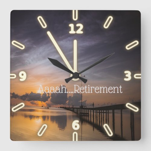 Sunset SeaAhh Retirement Square Wall Clock