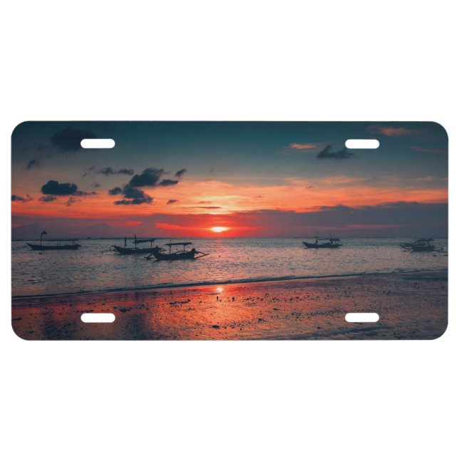 Sunset Sea Boat Shore License Plate (Front)