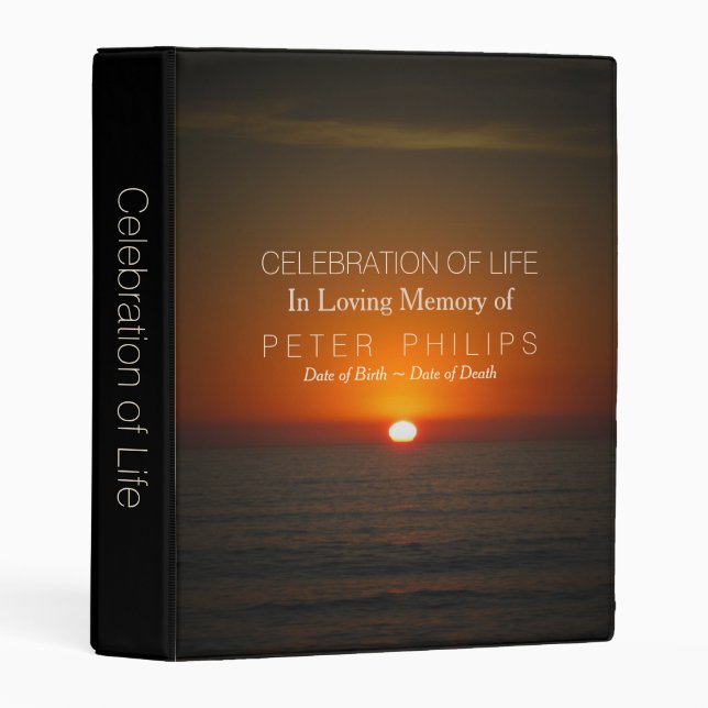 Sunset Sea Celebration of Life Guest Book Mini B Binder (Front/Spine)