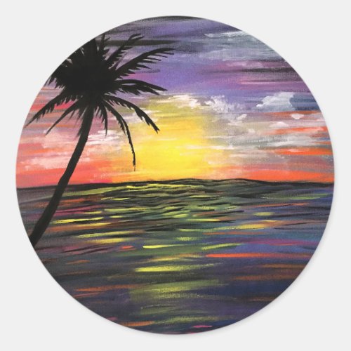 Sunset Sea Classic Round Sticker