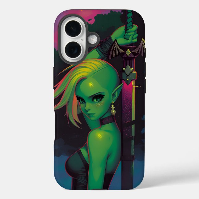 Sunset Sea Elf Warrior with Greatsword Case-Mate iPhone Case (Back)