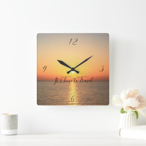 Sunset Sea Glow on the Water Nature Art Square Wall Clock