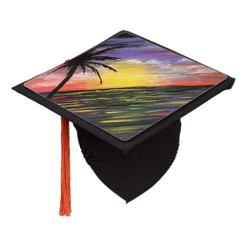 Sunset Sea Graduation Cap Topper