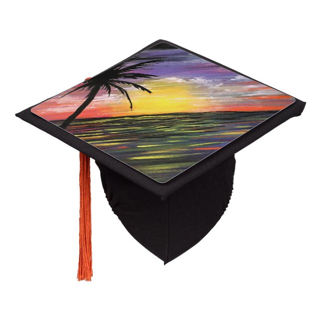 Sunset Sea Graduation Cap Topper (Angled)