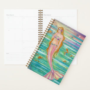 Sunset sea mermaid daily planner by Renee Lavoie