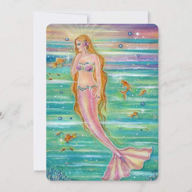 Sunset sea mermaid party invitations Renee Lavoie (Front)