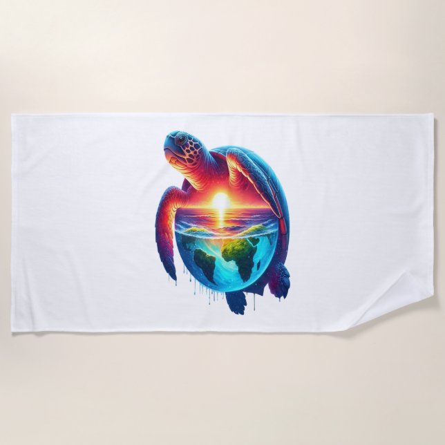 Sunset Sea Turtle Beach Towel (Front)