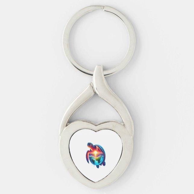 Sunset Sea Turtle Keychain (Front)