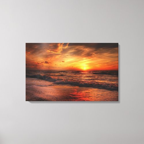 Sunset Sea Waves Canvas Print