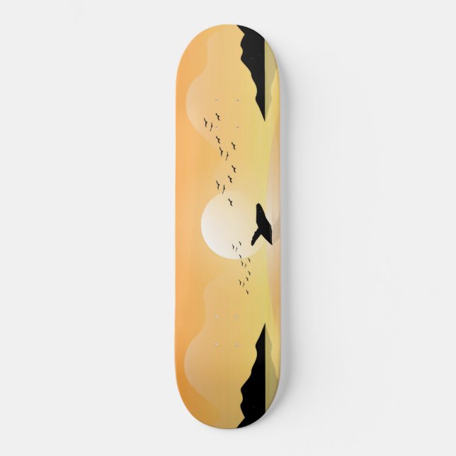 Sunset Sea Whale Skateboard (Front)