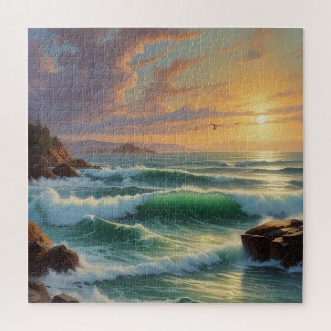 Sunset Seascape Painting Artwork Jigsaw Puzzle (Vertical)