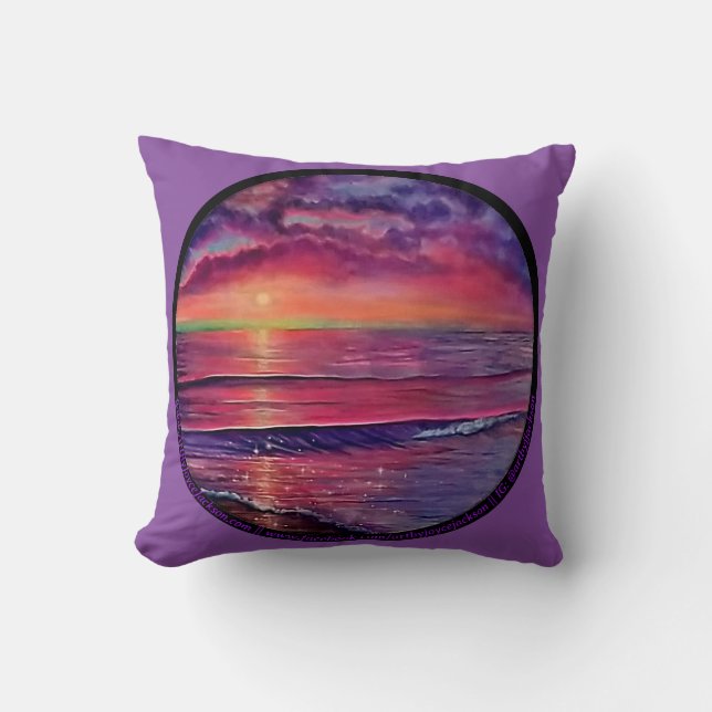 Sunset Seascape Throw Pillow (Front)