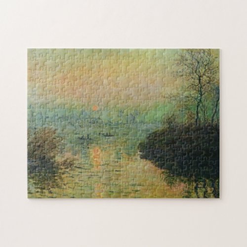 Sunset Seine Lavacourt Winter Monet Fine Art Jigsaw Puzzle