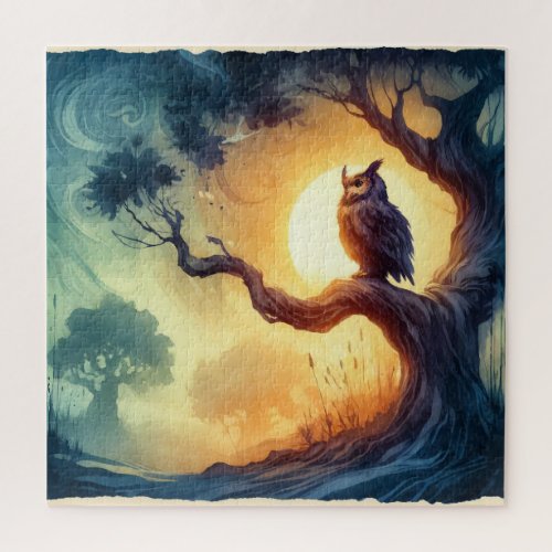 Sunset Sentinel _ Watercolor Jigsaw Puzzle