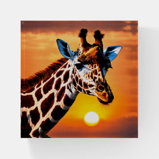 Sunset Serenade Giraffe Paperweight