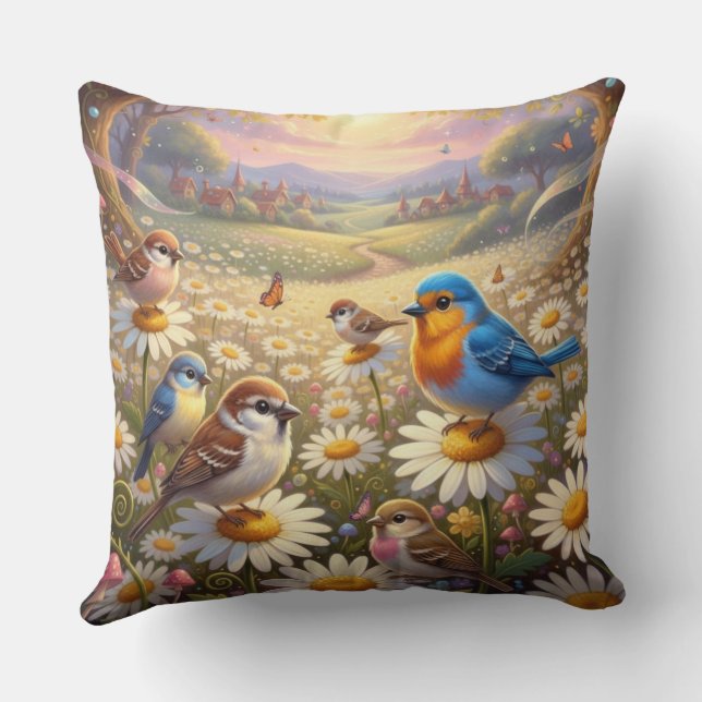 Sunset Serenade in a Meadow Throw Pillow (Back)