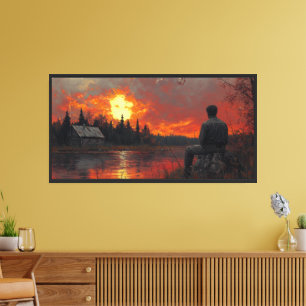 "Sunset Serenity: A Dialogue Between Man and Natur Canvas Print