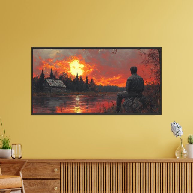 "Sunset Serenity: A Dialogue Between Man and Natur Canvas Print (Insitu(LivingRoom))