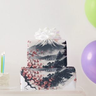 Sunset Serenity at Mount Fuji – Japanese Ink Art Wrapping Paper