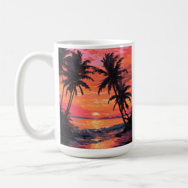 Sunset Serenity Beach Scene Coffee Mug (Left)