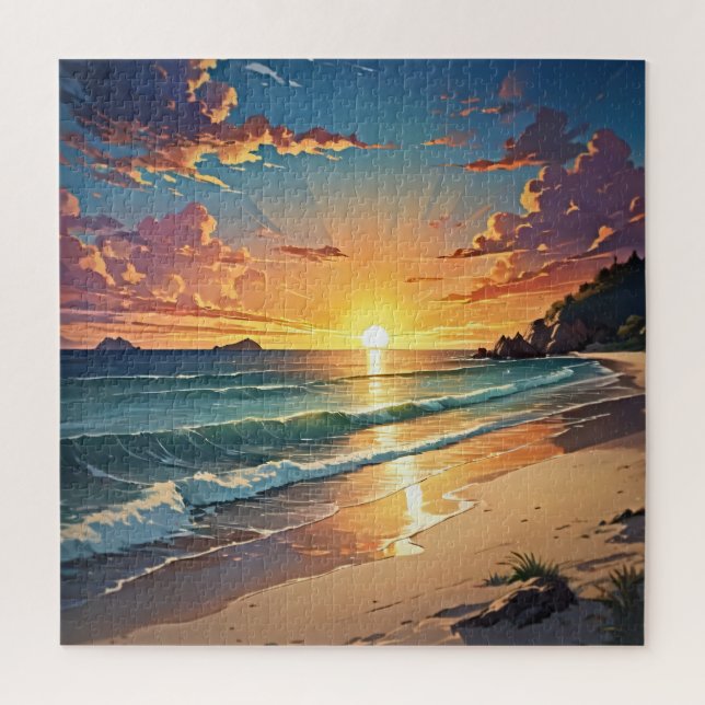 Sunset Serenity Beach Scene  Jigsaw Puzzle (Vertical)