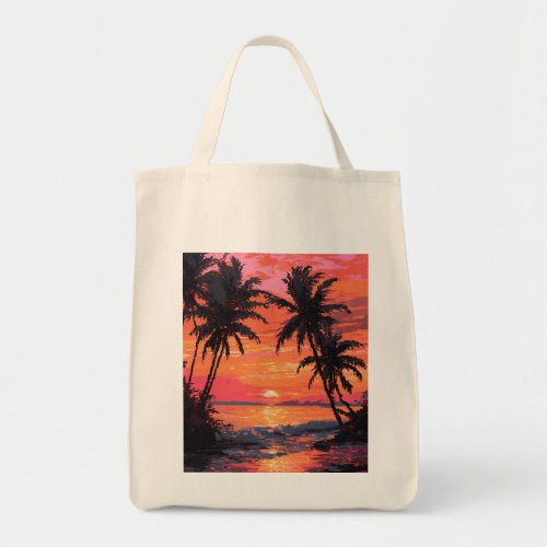 Sunset Serenity Beach Scene Tote Bag