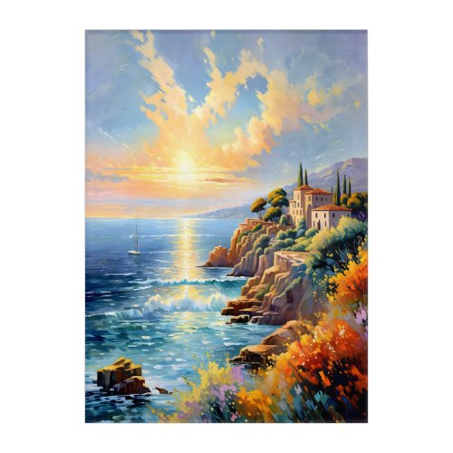 Sunset Serenity by the Mediterranean Impressionism Acrylic Print