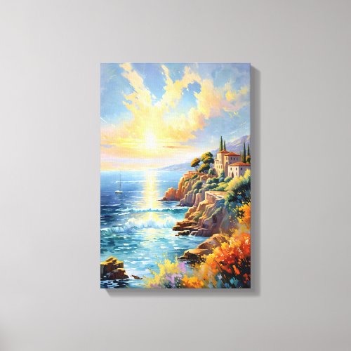 Sunset Serenity by the Mediterranean Impressionism Canvas Print