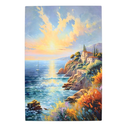 Sunset Serenity by the Mediterranean Impressionism Metal Print