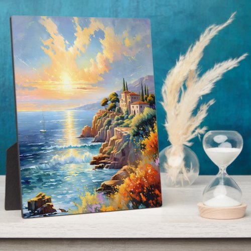 Sunset Serenity by the Mediterranean Impressionism Plaque