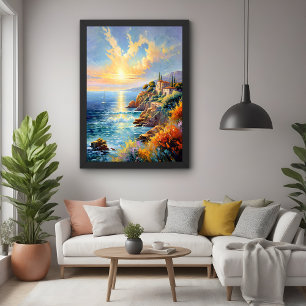 Sunset Serenity by the Mediterranean Impressionism Poster