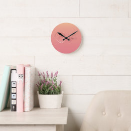 Sunset Serenity: Minimalist Heart Gradient Round Clock