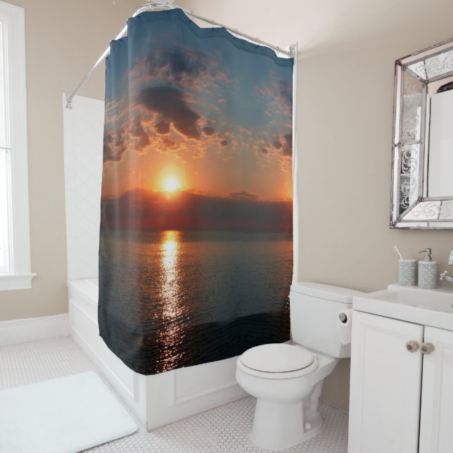 Sunset Serenity: Ocean Glow Shower Curtain (In Situ)