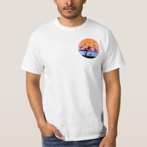 Sunset Serenity Tropical Beach Print T_Shirt