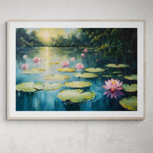 Sunset Serenity Water Lilies on the Pond Poster