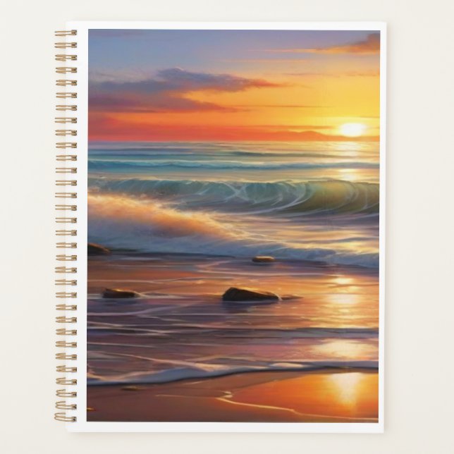 Sunset Serenity: Waves of Tranquility Planner (Front)