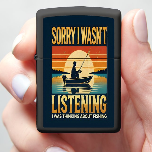 Sunset Serenity with Fishing Reflections Zippo Lighter (In Hand)